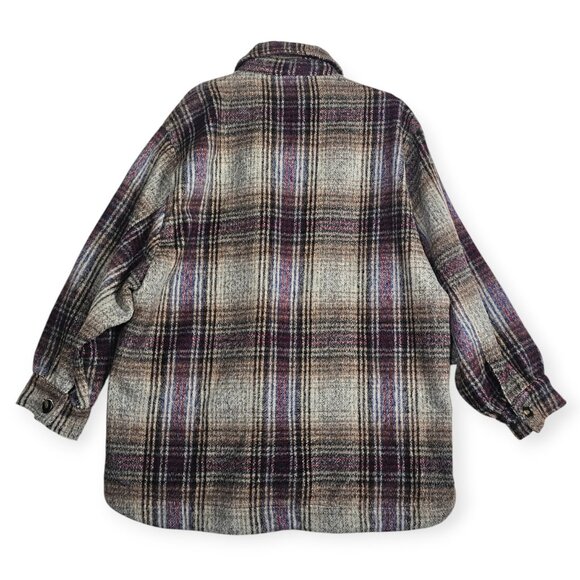 Lucca | Shacket Jacket | Women's | Large | Plaid Flannel | Oversized Wool Blend - Picture 2 of 9